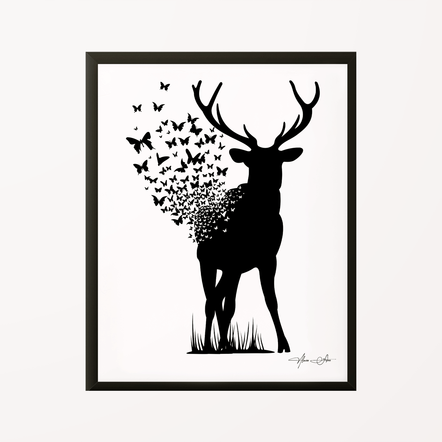 Deer Buterfly Poster